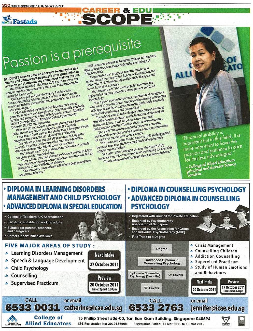 The New Paper, FastAds, Career & Edu Scope ?14 October 2011